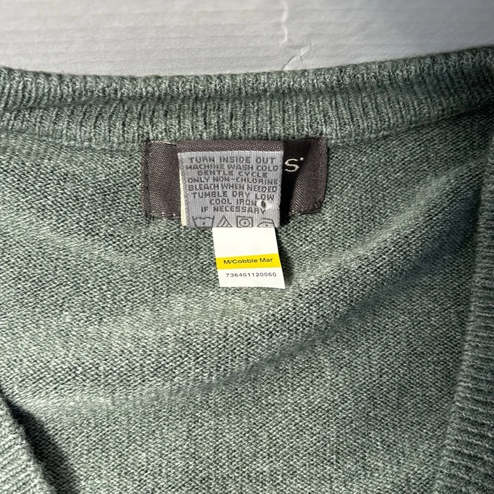 Dockers V-Neck Argyle Sweater Mens Size M Green Pullover Ribbed Geometric NWOT - Picture 6 of 9